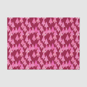 Papel De Seda Flores modernas árboles de Navidad - vino y rosa