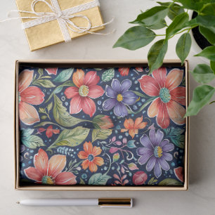 Papel De Seda Flores modernas multicolores