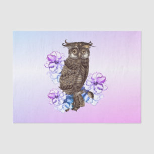 Papel De Seda Flores moradas de búho marrón