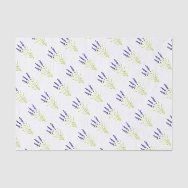 Papel De Seda Flores moradas de hierba de lavanda acuarela Patró (Anverso)
