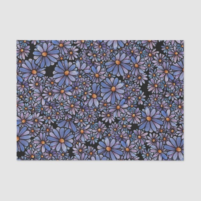 Papel De Seda Flores moradas de margarita (Anverso)