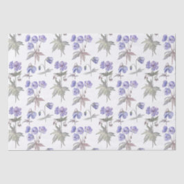 Papel De Seda Flores Moradas Elegantes y Estilizadas en Acuarela