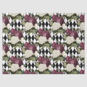 Papel De Seda Flores moradas y blancas en descomposición a cuadr