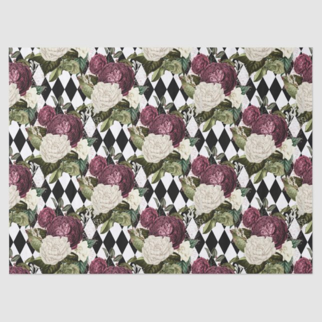 Papel De Seda Flores moradas y blancas en descomposición a cuadr (Anverso)