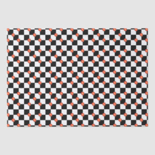 Papel De Seda Flores negras a cuadros rojas