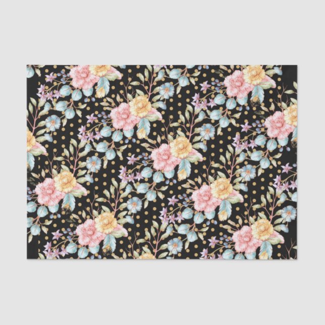 Papel De Seda Flores nocturnas festivas (Anverso)