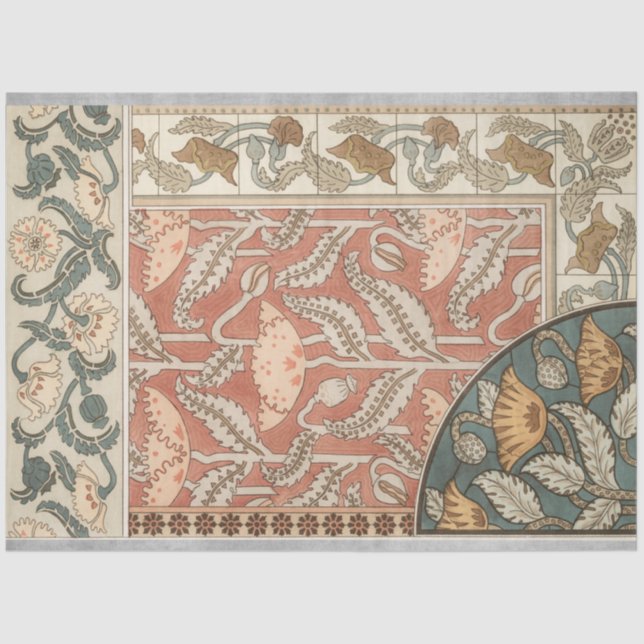 Papel De Seda Flores ornamentales de época (Anverso)