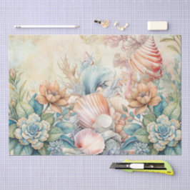 Papel De Seda Flores Pasados Decoupage de Conchas de Playa 