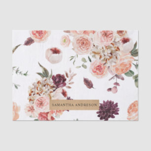 Papel De Seda Flores pasteles modernas y regalo personalizado de