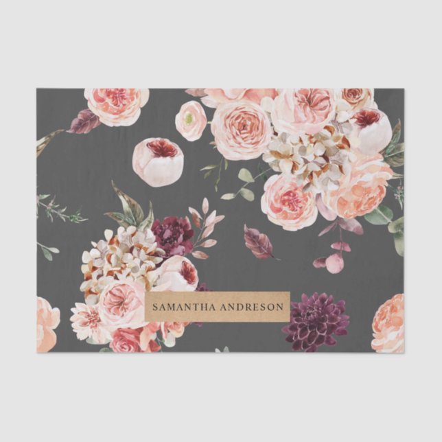 Papel De Seda Flores pasteles modernas y regalo personalizado de (Anverso)