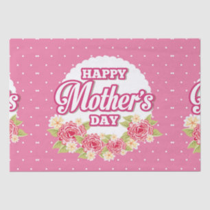 Papel De Seda Flores: Polka rosa y blanco: feliz día de la madre
