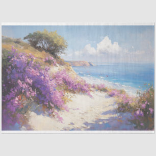 Papel De Seda Flores púrpuras en la playa Decoupage