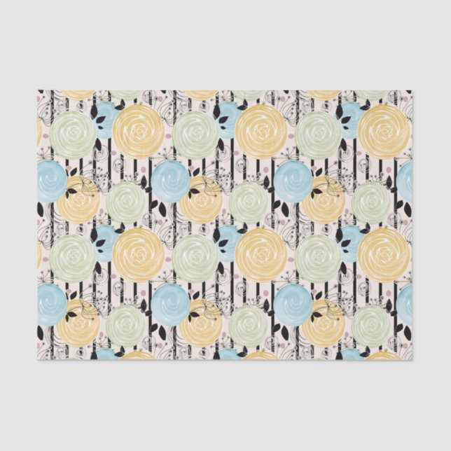 Papel De Seda Flores retro, abstractas (Anverso)