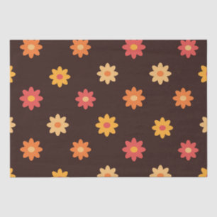 Papel De Seda Flores Retro Anaranjadas Amarillas Rojas de los 70