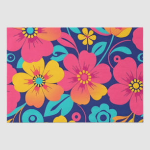 Papel De Seda Flores retro brillantes y audaces - Estilo dopamin