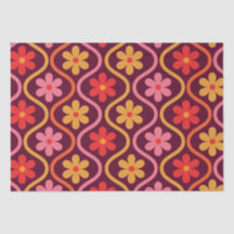 Flores Retro Coloridas sobre Patrón Vintage Ogee