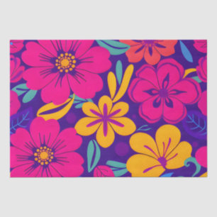 Papel De Seda Flores retro-estilo dopaminérgicas-de flores color
