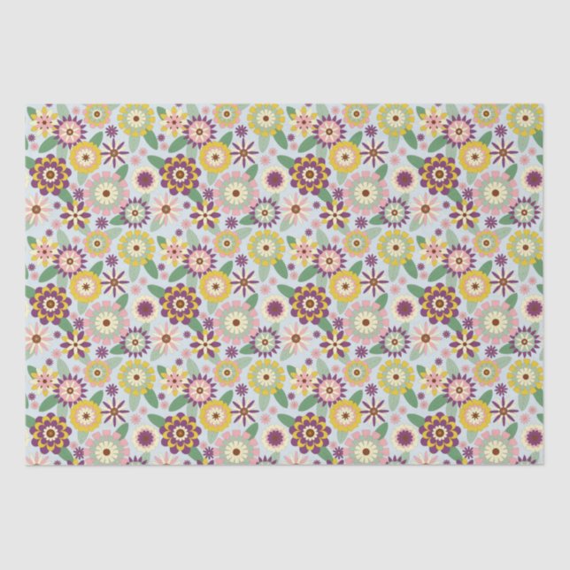 Papel De Seda Flores Retro Groovy (Anverso)