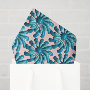 Papel De Seda Flores Retro MOD - Boda de Jardín Primavera Verano