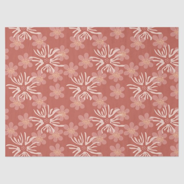 Papel De Seda Flores retro Rosa polvorientas - Patrón botánico s (Anverso)
