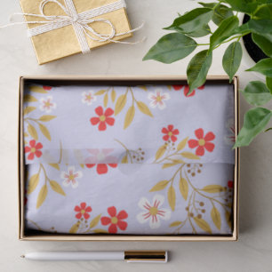 Papel De Seda Flores rojas bonitas de estilo vintage en patrón a