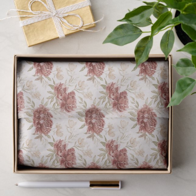 Papel De Seda Flores Rojas Crema para Despedida de Soltera (Regalo )