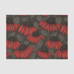 Papel De Seda Flores rojas en marrón