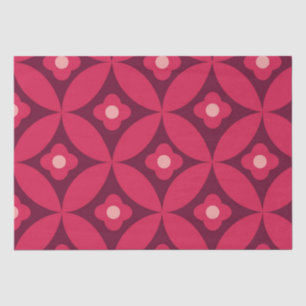 Papel De Seda Flores rojas retro en patrón de círculos de mediad