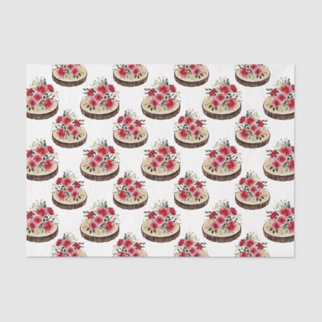 Papel De Seda Flores rojas (serie roja Design 36) (Anverso)