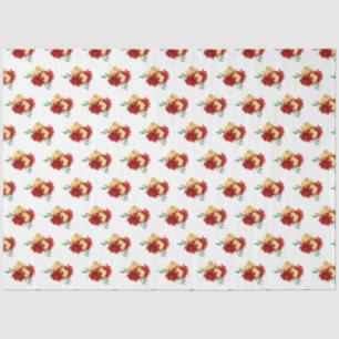 Papel De Seda Flores rojas y patrón de vegetación