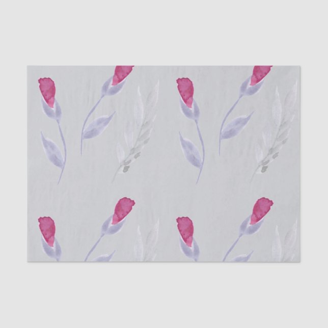 Papel De Seda Flores rosa grises (Anverso)