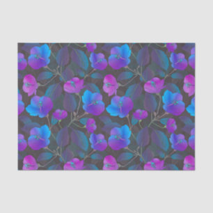 Papel De Seda Flores rosa morado azul elegantes