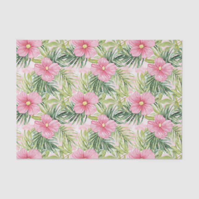Papel De Seda Flores rosa tropical (Anverso)