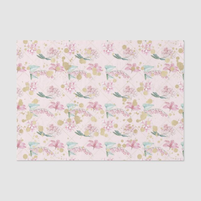 Papel De Seda Flores Rosadas (Diseño 19 Serie Rosa) (Anverso)