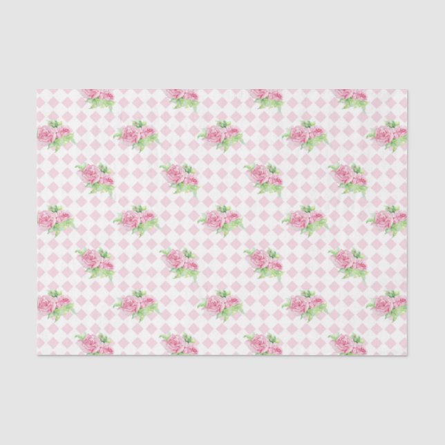 Papel De Seda Flores Rosadas (Diseño 77 Serie Rosa) (Anverso)