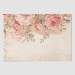 Papel De Seda Flores Rosadas en Decoupage de Pergamino