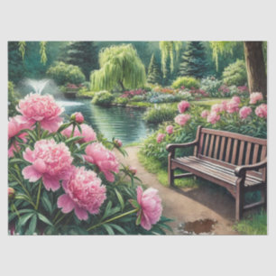 Papel De Seda Flores Rosadas Lindas Peonías