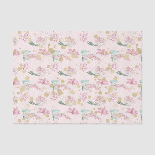Papel De Seda Flores rosadas (serie 19 de diseño rosa) (Anverso)