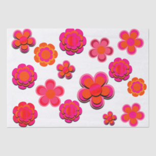 Papel De Seda Flores rosadas y Naranjas calientes Envolver hojas