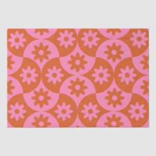 Papel De Seda Flores rosadas y naranjas en vieira de mediados de
