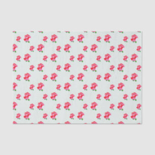 Papel De Seda Flores Rosas Aqua Pink