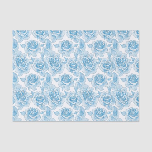Papel De Seda Flores rosas azules (Anverso)
