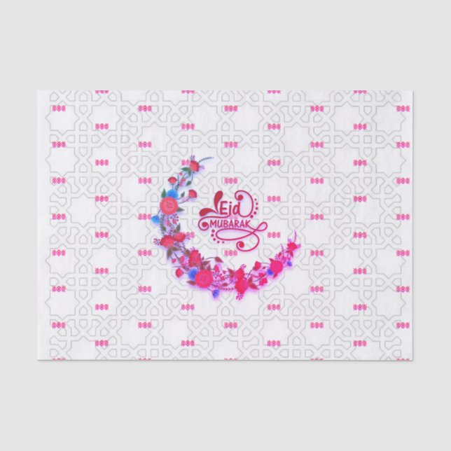 Papel De Seda Flores rosas eid mubarak (Anverso)