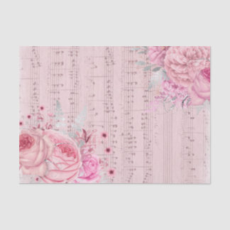 Papel De Seda flores rosas en la hoja de música vintage