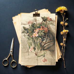 Papel De Seda Flores rosas en la maleta colgante, desmoronamient