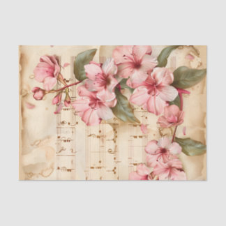 Papel De Seda Flores rosas hojas vintage de música floral epheme