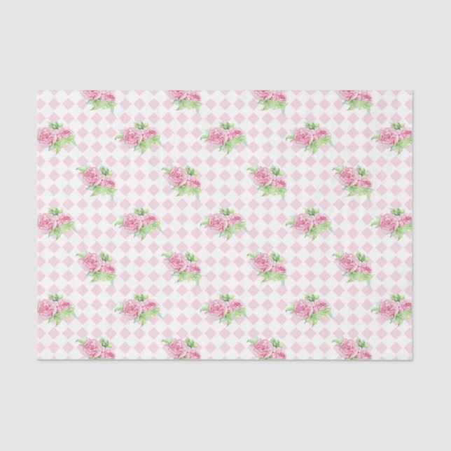 Papel De Seda Flores rosas (serie 77 de diseño rosa) (Anverso)