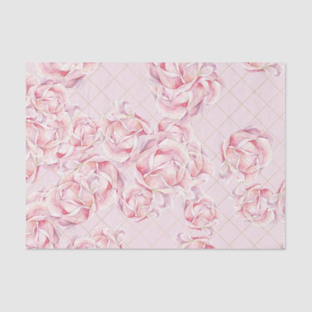 Papel De Seda Flores rosas (serie de diseño 57 rosa) (Anverso)
