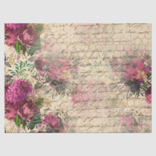 Papel De Seda Flores rosas y abejorros en descomposición angusti