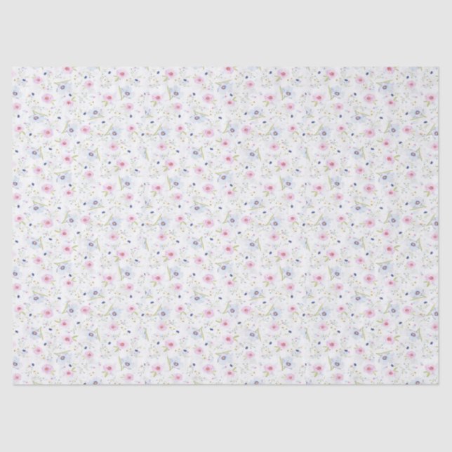 Papel De Seda Flores rosas y azules (Anverso)